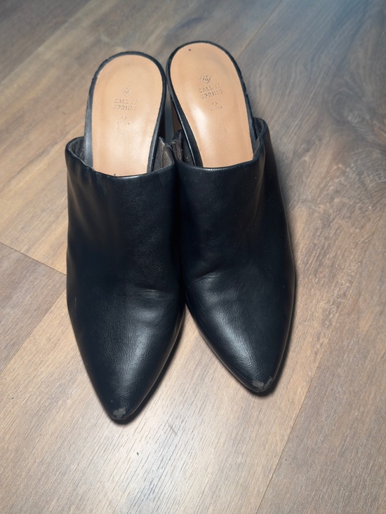 Calvin Klein Shoes - Black Leather Pointed Mule Slides